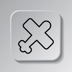 Obraz premium Aircraft simple icon, vector. Flat desing. Black icon on square button with shadow. Grey background.ai