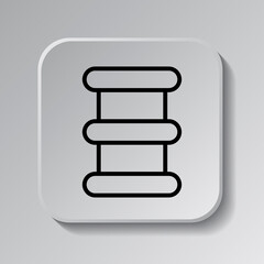 Barrel simple icon vector. Flat desing. Black icon on square button with shadow. Grey background.ai