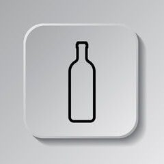 Bottle simple icon vector. Flat desing. Black icon on square button with shadow. Grey background.ai