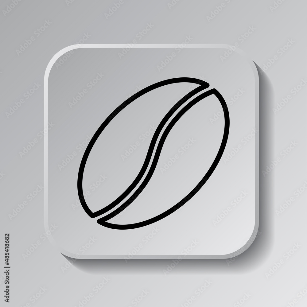 Poster coffee simple icon vector. flat desing. black icon on square button with shadow. grey background.ai