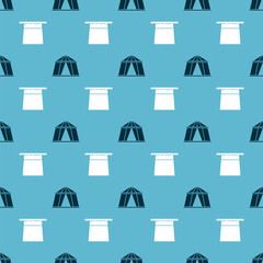 Set Circus tent and Magician hat on seamless pattern. Vector