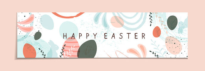 Abstract Banner with Happy Easter and Eggs