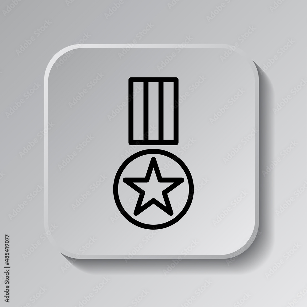 Poster medal simple icon vector. flat desing. black icon on square button with shadow. grey background.ai