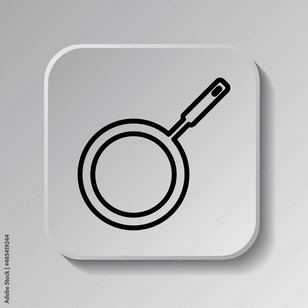 Poster pan simple icon vector. flat desing. black icon on square button with shadow. grey background.ai