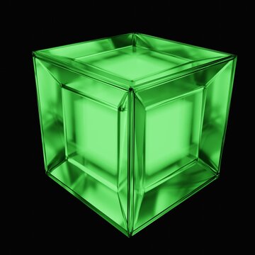 Tesseract hypercube four-dimensional (4D) cube 3D render