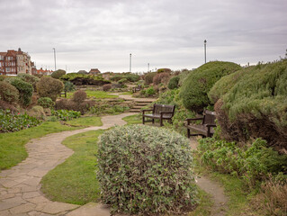 Cliff top garden open to the general public in the seaside town of Cromer on the North Norfolk coast