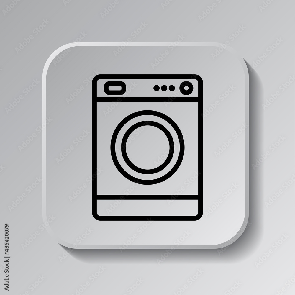 Poster washer simple icon vector. flat desing. black icon on square button with shadow. grey background.ai