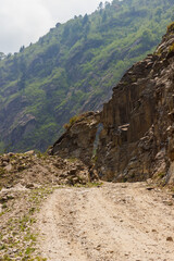 Driving road in the lower reaches of the Himalayas