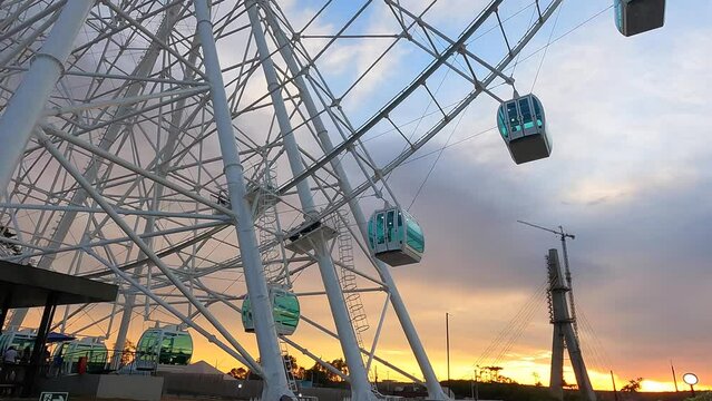 Ferris wheel in Foz do Igua&ccedil;u, Brazil at sunset.