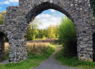 Stone Arch At The Entry Of The Black Moor In The Rhoen Mountains Germany On A Beautiful Sunny...