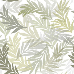 Naklejka na ściany i meble seamless grey, green and white abstract floral background with branch