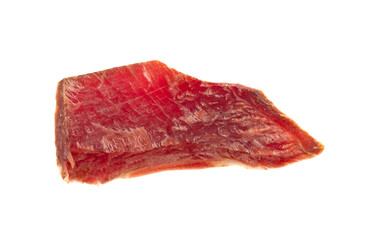 Beef jerky pieces isolated on a white background