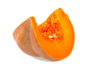 sliced orange pumpkin isolated on white background
