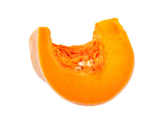 sliced orange pumpkin isolated on white background
