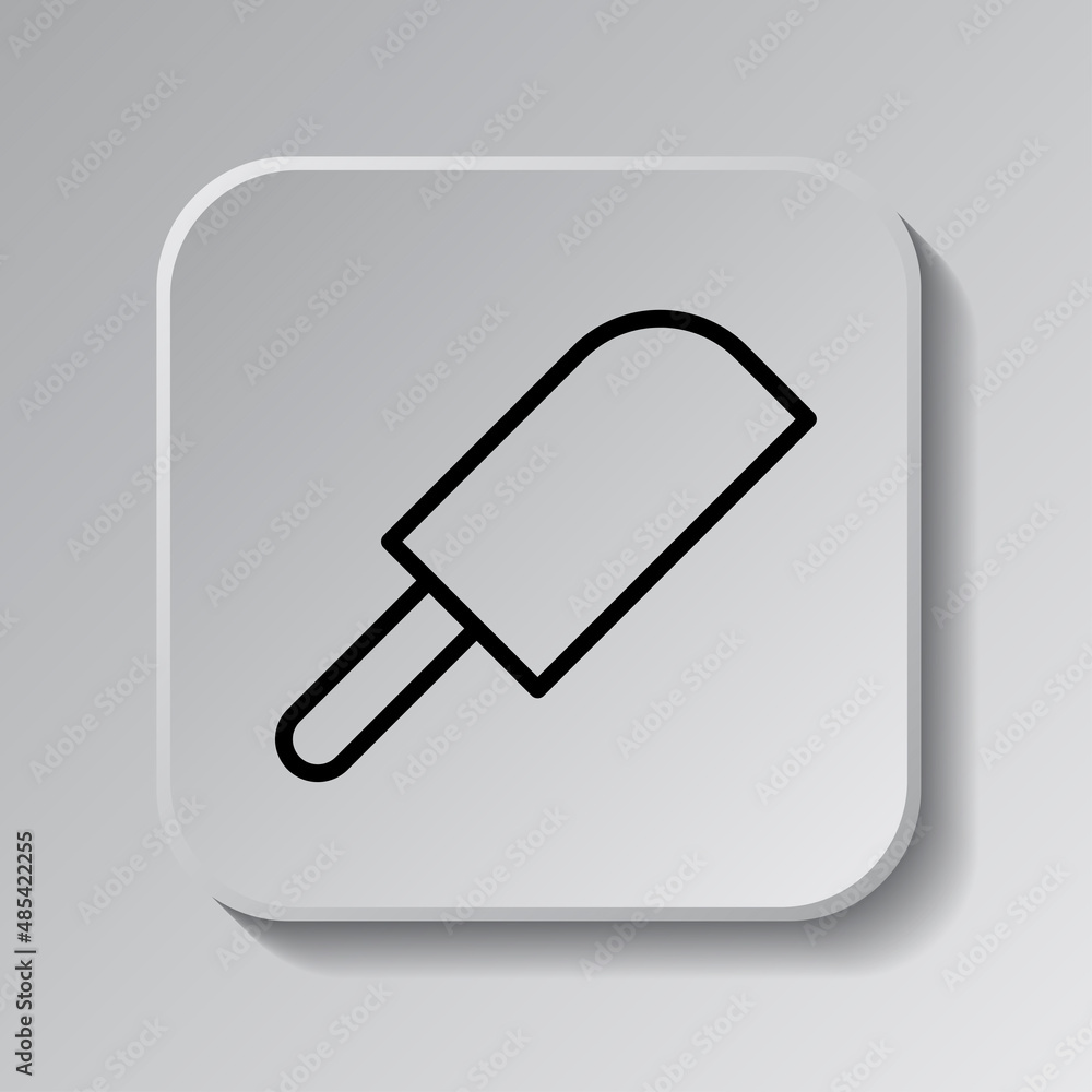 Aufkleber knife simple icon. flat desing. black icon on square button with shadow. grey background.ai