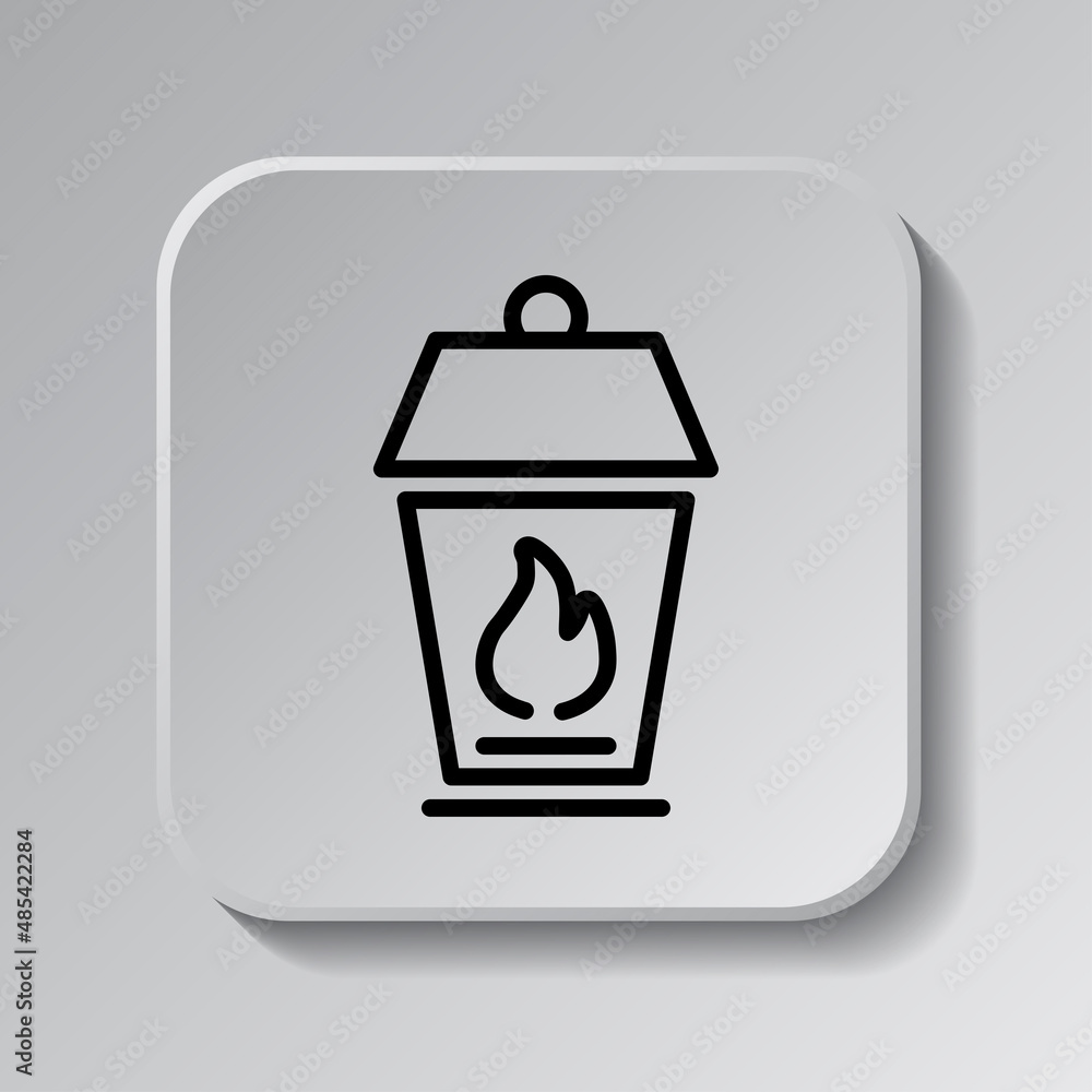 Aufkleber lamp simple icon, vector. flat desing. black icon on square button with shadow. grey background.ai