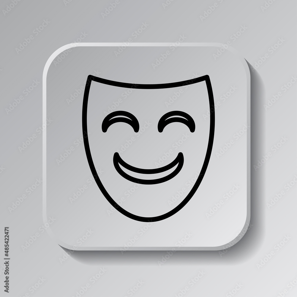 Poster mask simple icon vector. flat desing. black icon on square button with shadow. grey background.ai