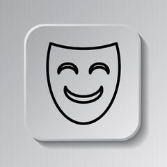 Mask simple icon vector. Flat desing. Black icon on square button with shadow. Grey background.ai