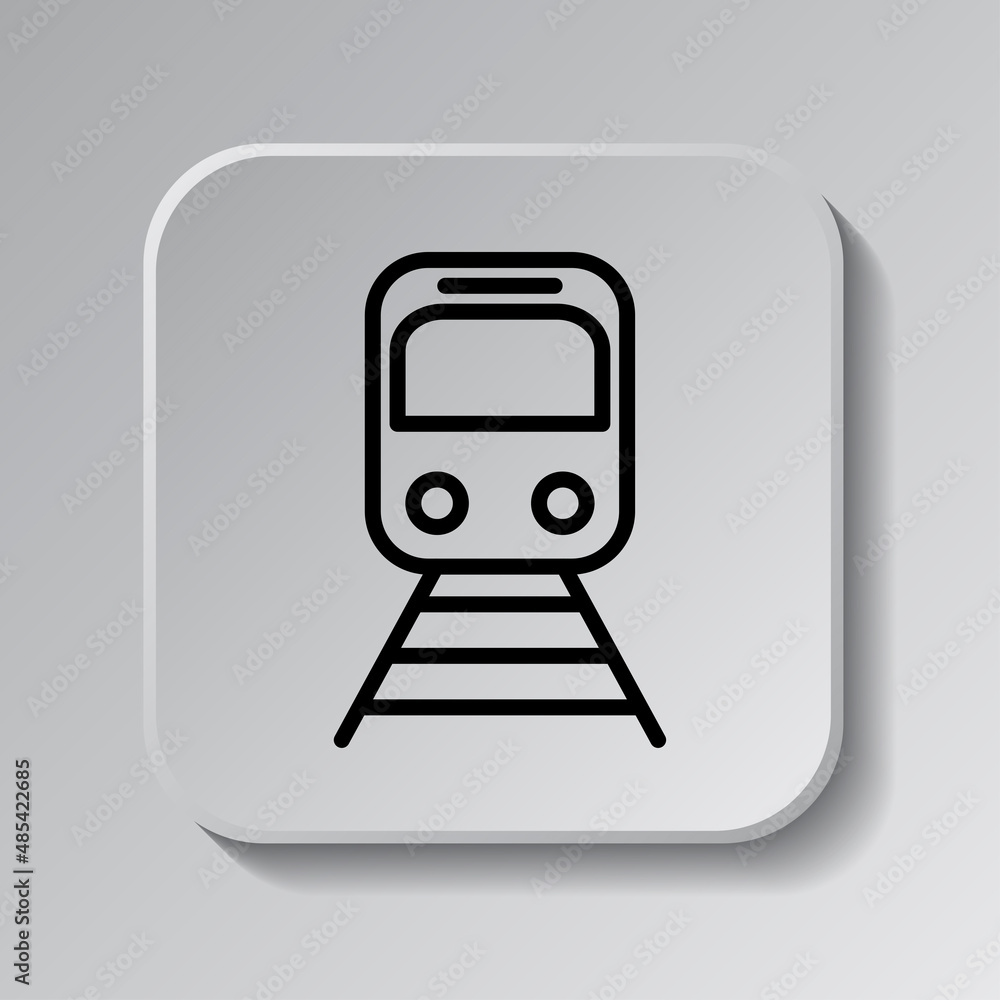Aufkleber metro simple icon. flat desing. black icon on square button with shadow. grey background.ai