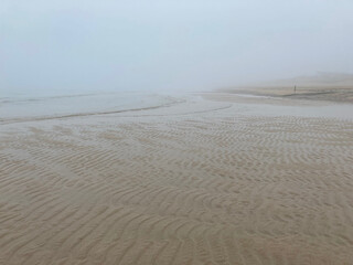 Juno Beach in foggy weather, winter, Gray-sur-mer