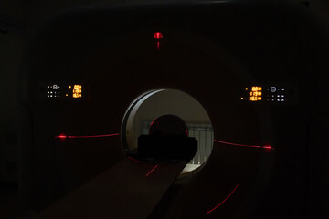 in dark computer tomograph. medical equipment for medical diagnostics