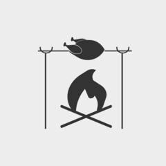 Skewer chicken vector icon illustration sign 