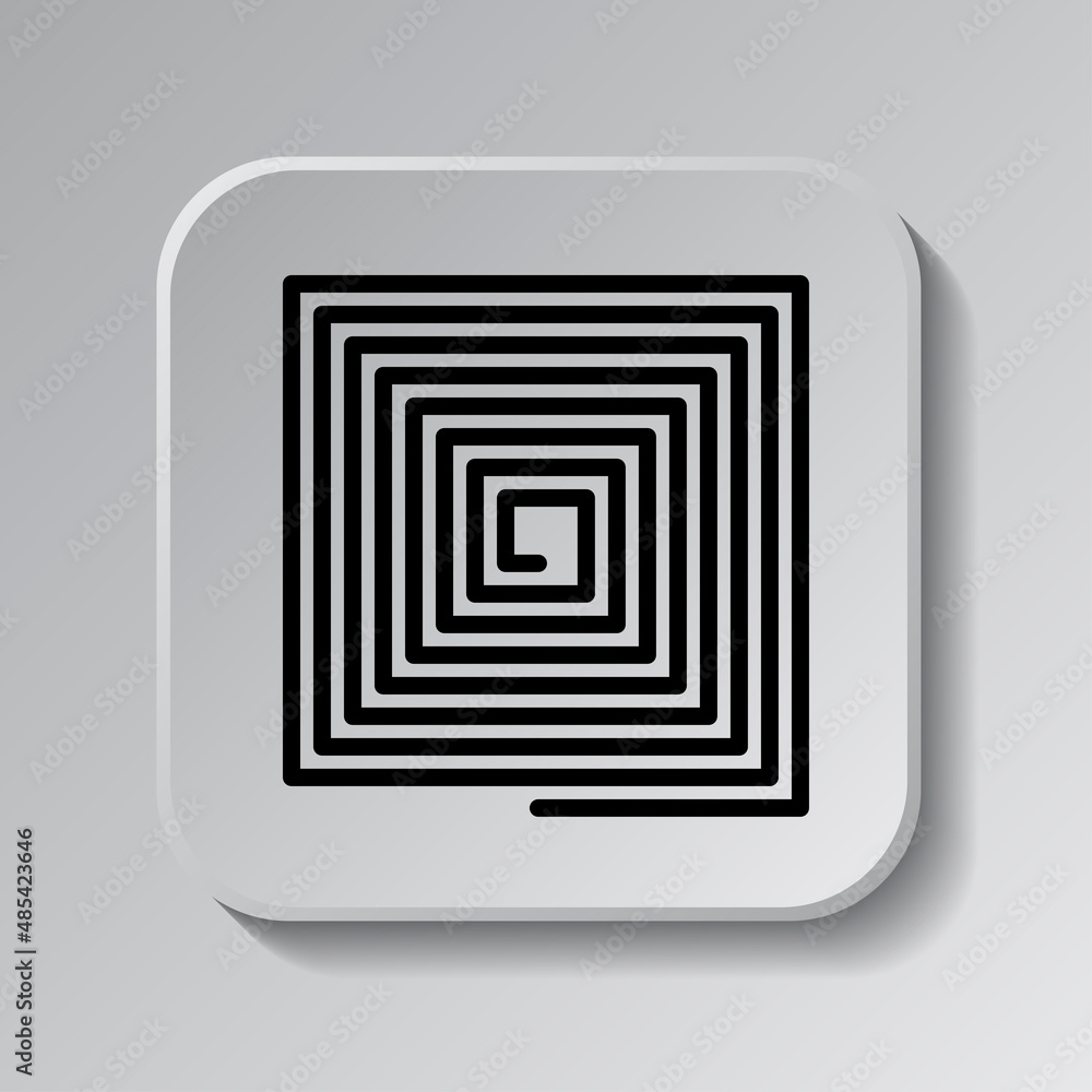 Poster spiral simple icon vector. flat desing. black icon on square button with shadow. grey background.ai