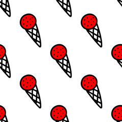 Seamless pattern with various ice cream in the cone. ice cream pattern