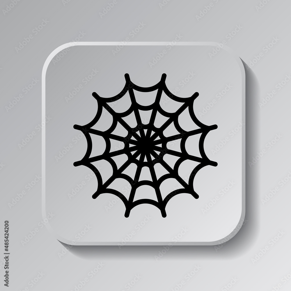 Aufkleber web simple icon. flat desing. black icon on square button with shadow. grey background.ai