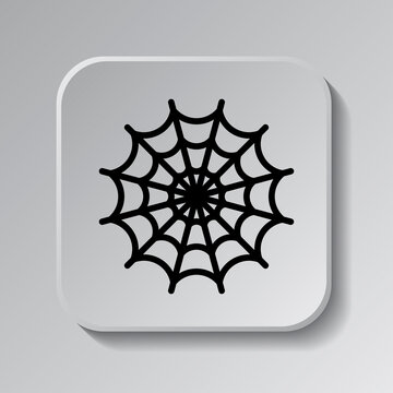 Web simple icon. Flat desing. Black icon on square button with shadow. Grey background.ai