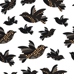 seamless pattern with black birds
