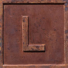 rusty metal rustic letter L