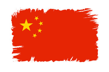 Vector vintage China flag. Vector Chineese flag.
