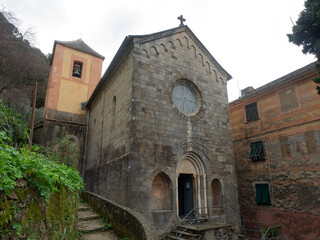 ancient romanesque church of San Nicolò di Capodimonte, Camogli Genoa - 485425887