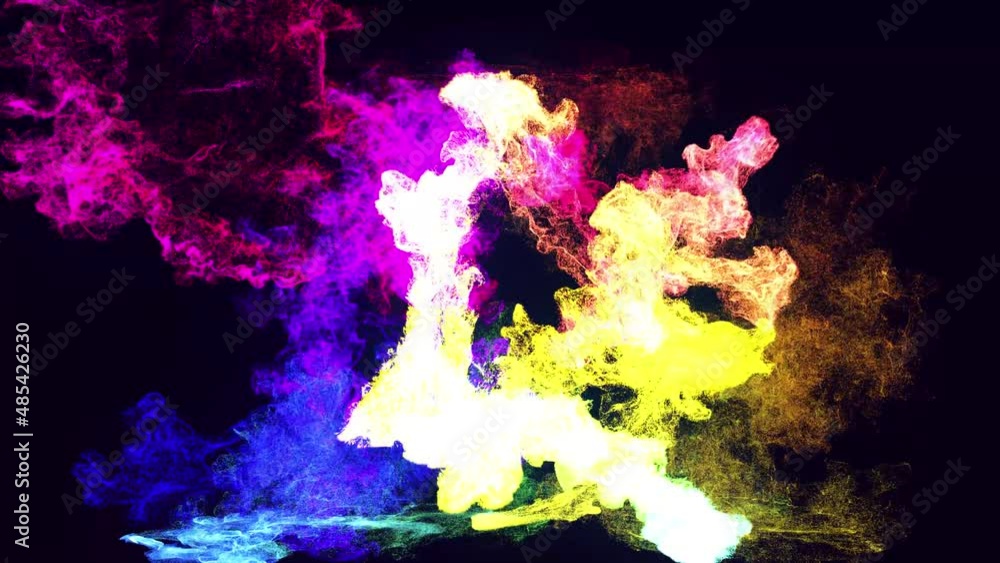 Poster colorful beautiful bg with lambent magic particles. glow particles spread like ink effect. luma matt