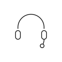 Headphones with microphone. Headset icon. High quality black vector illustration.