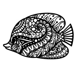 Abstract cute fish, sea life for paper cutting, lasper cutting, engraving,metal cutting and so on. SVG illustration.