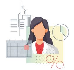 Business Performance  - Businesswoman Contribution - Stock Illustration
