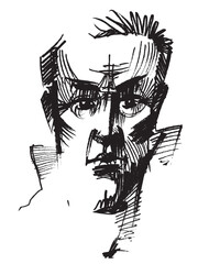 Stylish man portrait. Male face. Head design. Fashion man illustration