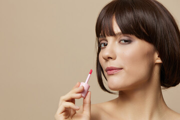 beautiful woman lipstick cosmetics attractive look posing close-up Lifestyle
