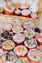 sugar glaze on Easter cakes or muffins. a traditional sweet treat.