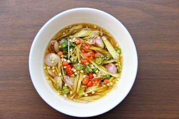 Top view of  spicy Thai native sauce.  stock photo  