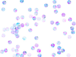 Blue tinsels confetti placer vector background. Circle glossy foil particles party glitter flatlay. Holiday confetti scatter shimmering texture.
