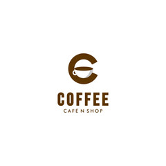 letter C and mug or cup coffee negative space logo inspiration