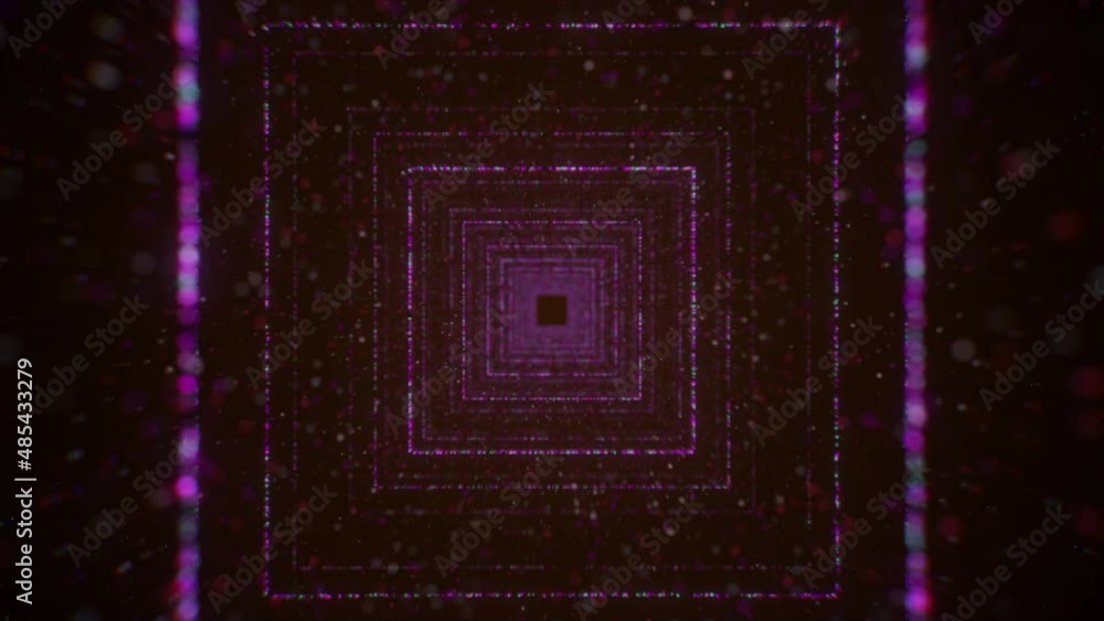 Poster pink or purple shining corridor of shimmering space dust, seamless loop. motion. seamless loop infin