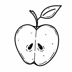 Vector apple doodle illustration. Fruit illustration for farm market menu. Healthy food design