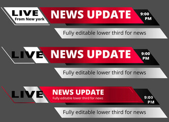 Lower thirds design template for news.Bright ,clear live news update titles