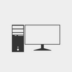 Cpu and monitor vector icon illustration sign 
