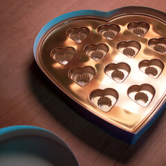 valentine's day candy heart shaped box chocolate sweetheart empty gift romantic love present romance square valentine display