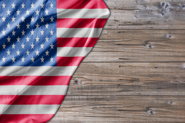 Obraz premium Wooden pattern old nature table board with USA flag